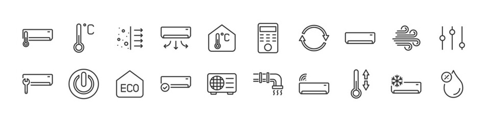set of air condition icons, cooling, technology