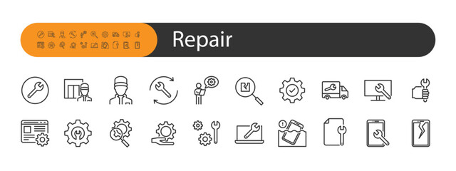 set of repair icons, maintenance, fix, service
