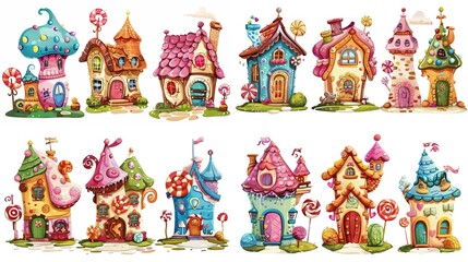 cute fairytale cartoon house clipart isolated on white background, pudding cake hut, Generative Ai	
