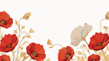 Beautiful square backdrop with blooming poppy flowe