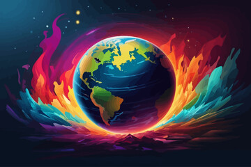 planet earth at night blackout illustration