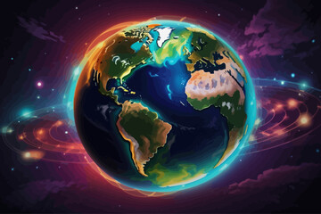 planet earth at night blackout illustration