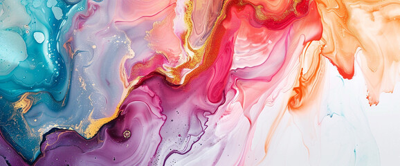 Marble ink's fluid dance across a blank canvas forms an abstract wonderland, its radiant glitters sparking the imagination and inviting exploration.