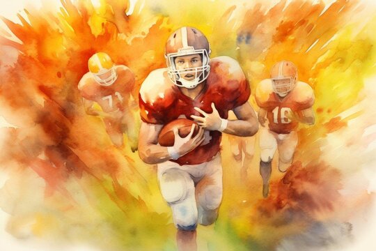 Thanksgiving football watercolor, exciting Thanksgiving football watercolor