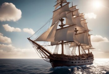 'render 3d tall sunny depicting sea ship day nautical ocean sail sailing boat transportation...