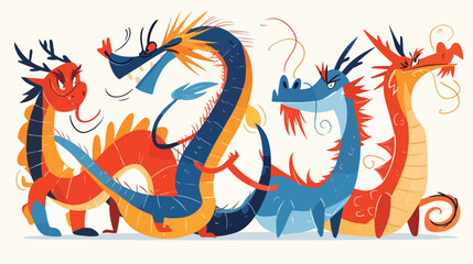 Dragon year symbol. Asian Chinese zodiac monster. F