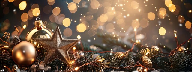 happy new year celebration with star, Generative AI,