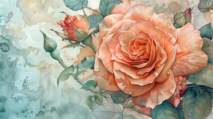 A detailed watercolor painting of a rose bouquet, Generative AI - obrazy, fototapety, plakaty