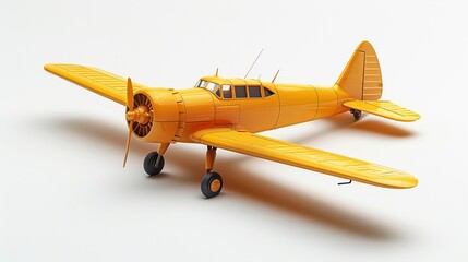A yellow biplane, a classic propeller plane, or a modern jet airliner, all isolated on a white background