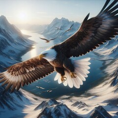 Hyper-Realistic 3D Eagle Flight: 16K Ultra Photorealistic Rendering