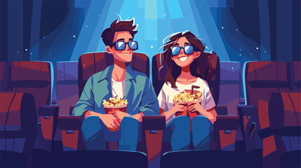 Boyfriend and girlfriend sitting in stereoscopic mo