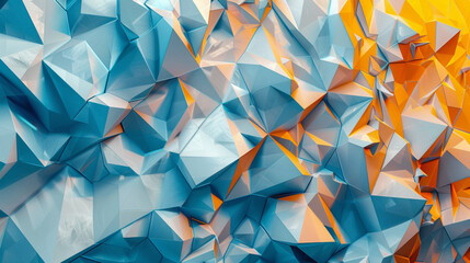 Blue and Orange Geometric Polygon Pattern