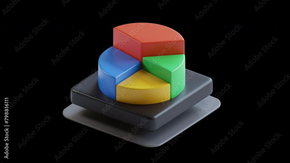 Aufkleber 3d animation of pie chart visualizing data with precision | alpha channel