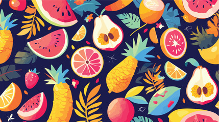 Bright colored seamless pattern with edible fresh j