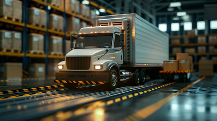 3D rendering a delivery truck loading goods for shipment