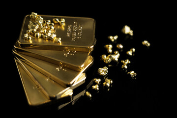 Gold bars for economy and money investing