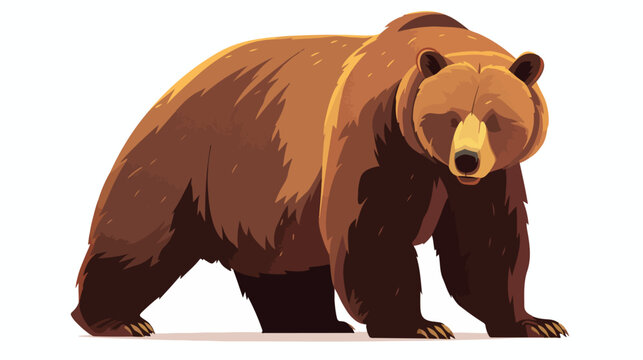 Brown bear flat vector illustration. Big wild anima