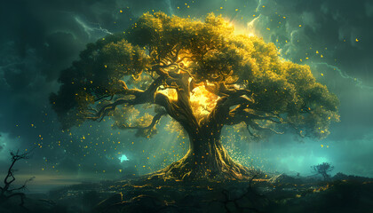 Beautiful digital art of the tree of life symbolizing prosperity, growth, and spirituality.