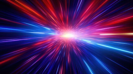 Abstract Plasma Beams Shockwave in Space Blue Red UHD WALLPAPER