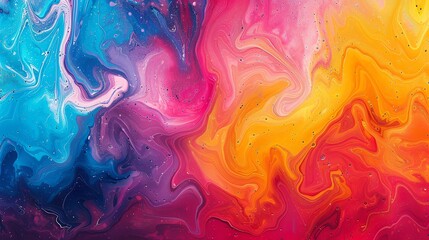 Vibrant abstract painting, swirls of color blending seamlessly, perfect for a bold wallpaper - obrazy, fototapety, plakaty