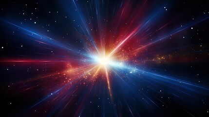 Abstract Plasma Beams Shockwave in Space Blue Red UHD WALLPAPER