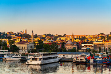 Istanbul city of sunset citycape is beautiful scenery of summer with lifestyle travel, tourism and...