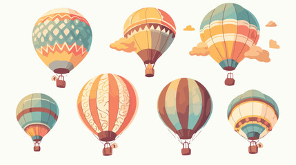 Bundle of round hot air balloons of different textu