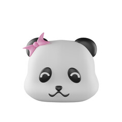 Panda head with bow