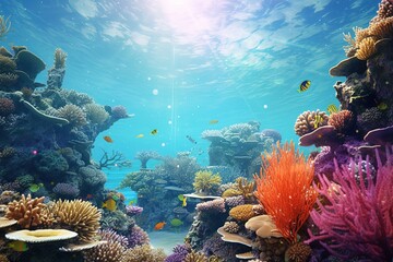 Obraz premium fish in the aquarium, blue water. Dreams of the sea. Relax at home