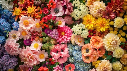 A stunning and vibrant display of flowers on the wall