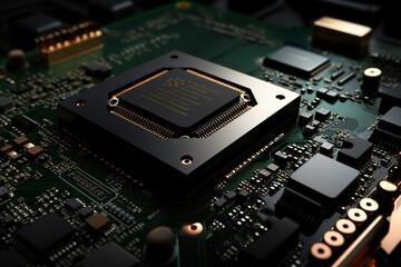 Cpu on a motherboard. technology background. High resolution 3d render