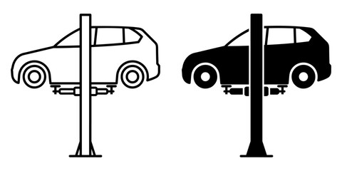 ofvs589 OutlineFilledVectorSign ofvs - car lift vector icon . car lifting equipment sign . service . isolated transparent . black outline filled version . AI 10 / EPS 10 . g11932