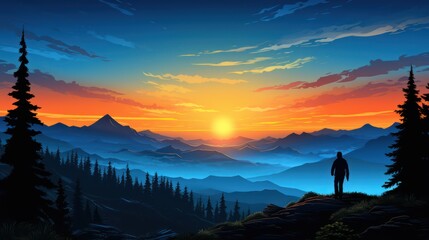 adult man silhouette in the mountain UHD WALLPAPER