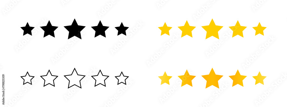 Wall mural 5 star ranking icon set. five stars review rating vector illustration. top quality rating symbol.