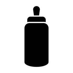 Baby milk bottle icon. Baby feeding symbol. Newborn nipple bottle isolated.