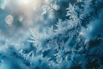 Textured intricate frost patterns and icy formations, offer a chilly and wintery backdrop, perfect for conveying coziness and seasonal charm in holiday-themed branding.