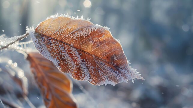 Fototapeta Frosty Morning on Oversized Leaf