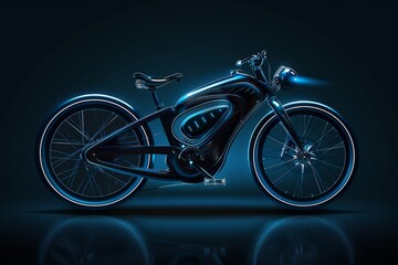 Electric Bike on Dark Background. Sleek and Modern Design Eco-Friendly Bicycle. 