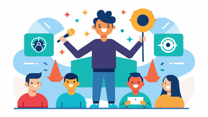 A performance is accompanied by a sensoryfriendly guide explaining any loud noises bright lights or other potentially overwhelming sensory elements. Vector illustration