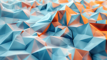 Abstract Polygon Art in Orange and Blue