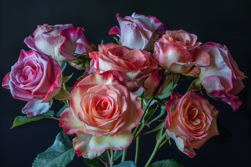 Rosas en fondo oscuro.