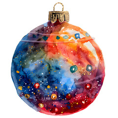 Watercolor clipart of a Christmas ball ornament, perfect for holiday designs and decor.