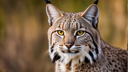 Obraz premium A male American lynx in its natural habitat.