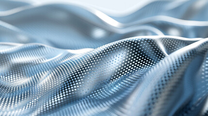 Icy blue and bright silver abstract wave, sleek and metallic modern art.