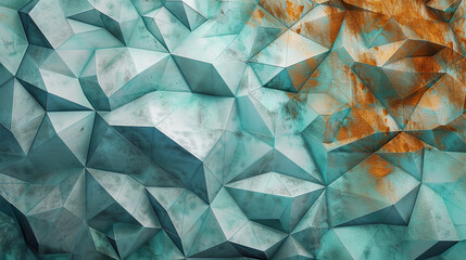Seafoam Green and Rust Polygon Background