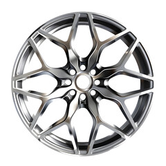 A high-performance car rim with a sleek, modern design, isolated on a transparent background. 