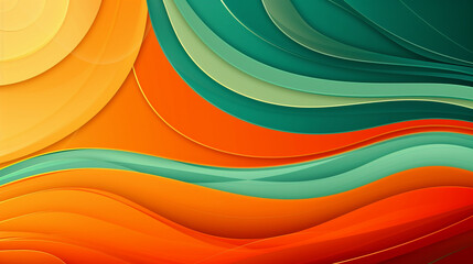 Teal and Sunset Orange Modern Abstract Vector Art.
