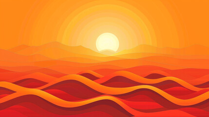 Sunset Orange Design in a Sleek Minimal Wave Vector Background.