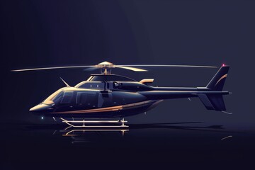 Helicopter on Dark Background. Sleek and Modern Design VIP Aircraft. 