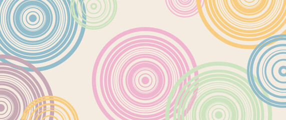 Abstract vintage vector art background with pastel color circles pattern for poster, design interior, business card, invitation, flyer, cover design, banner, party. Modern fashionable illustration.